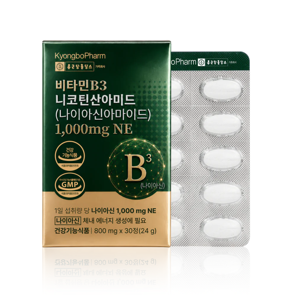 Kyungbo Pharmaceutical — никотинамид (витамин B3) 1000 мг, 30 таблеток